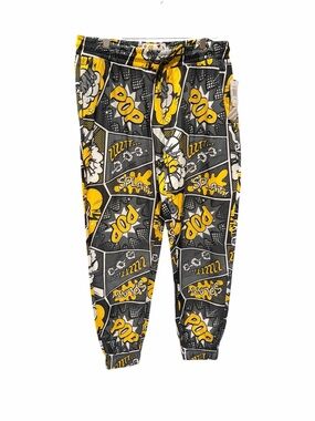 Oh Snap! Comic Print Jogger Lounge Pants NWT XL Black Yellow White Polyester